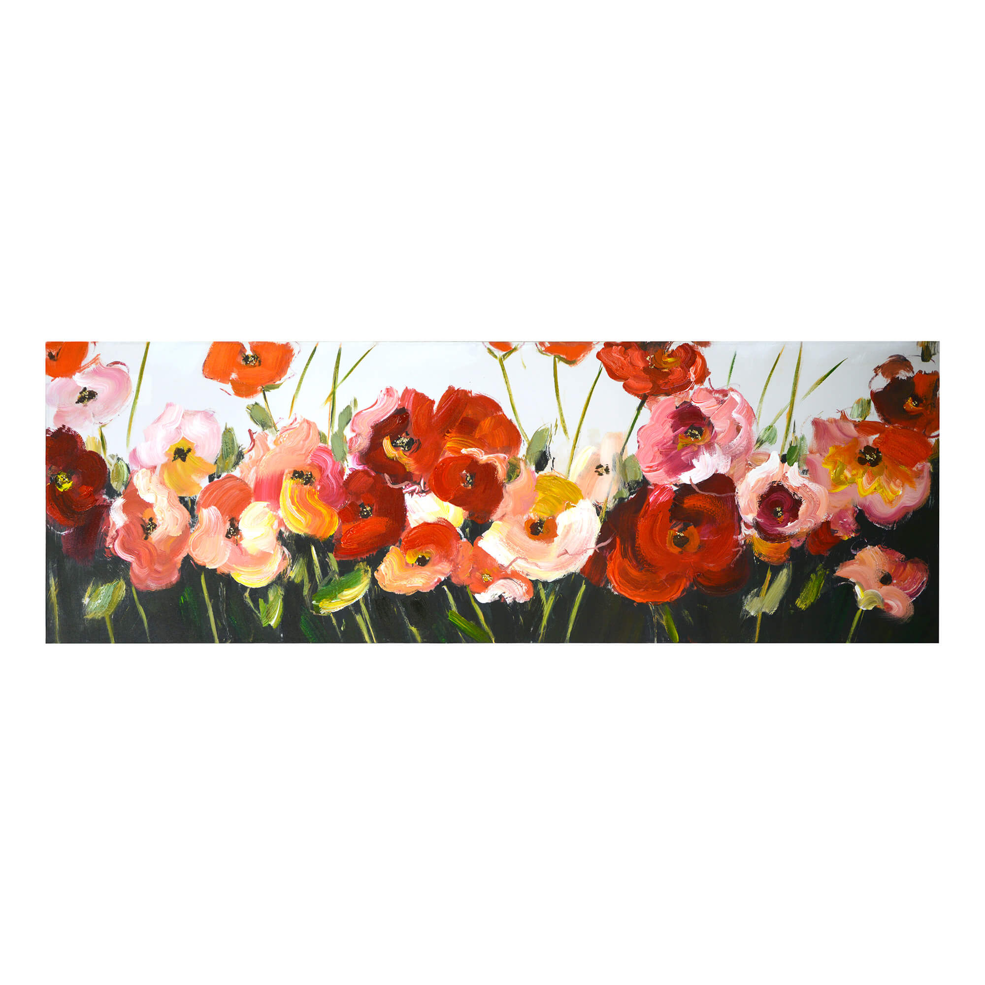Quadro dipinto fiori cm 50x150x4