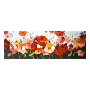Quadro dipinto fiori cm 50x150x4