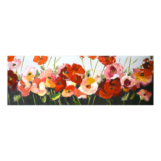 Quadro dipinto fiori cm 50x150x4