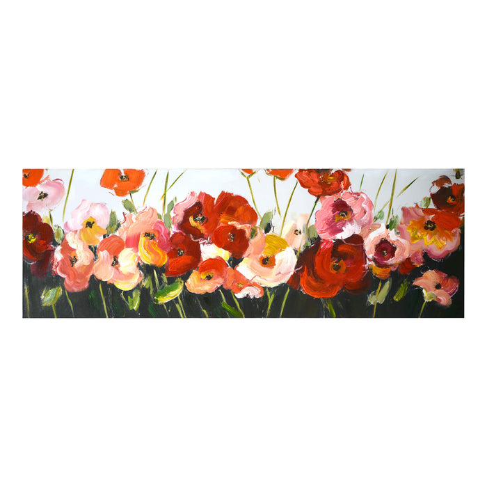 Quadro dipinto fiori cm 50x150x4