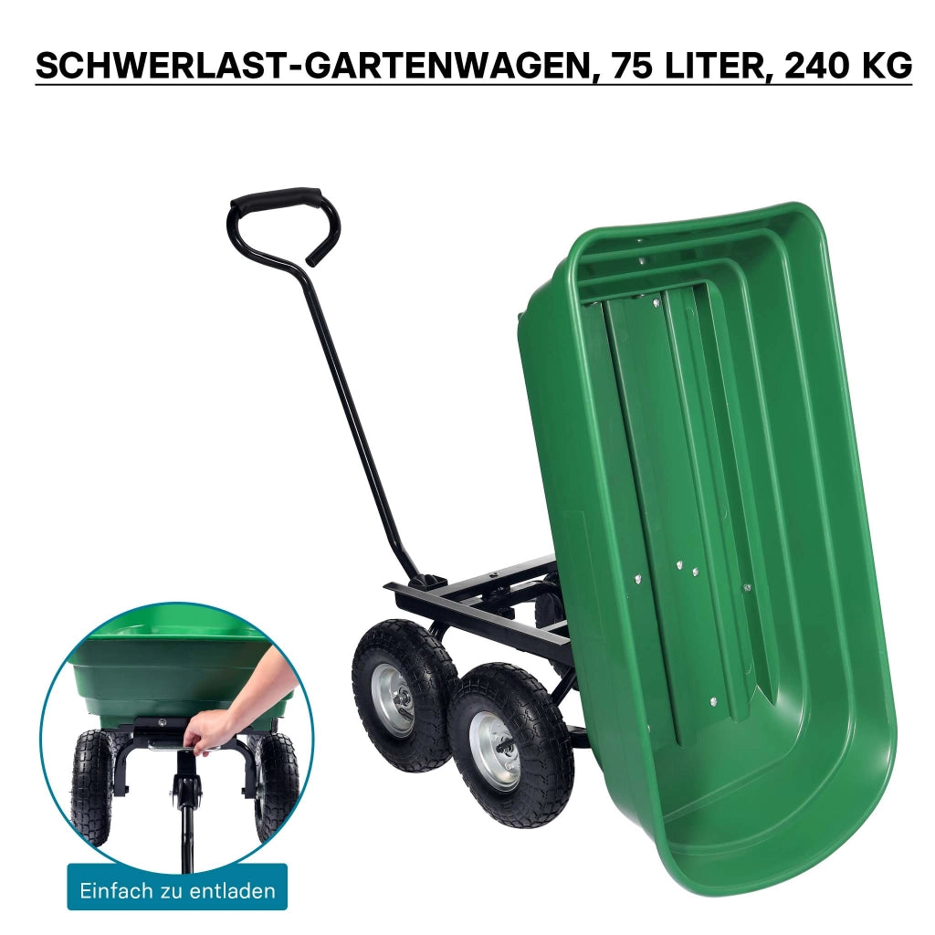 Carrello da giardino ribaltabile, capacità 75 l, portata max 240 kg, Carretto a mano Carriola