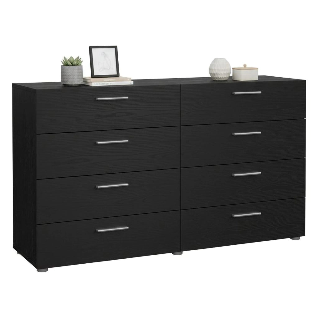 Credenza Phethai, Buffet da soggiorno, Madia da salotto, Dispensa da cucina, 140x40 h82 cm, Nero