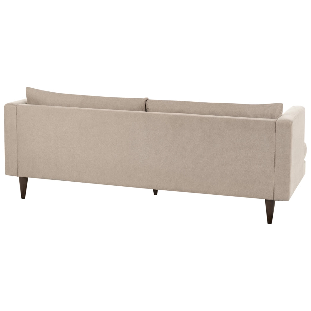Divano a 3 posti in tessuto Marrone chiaro Gambe in legno scuro Soggiorno stile moderno