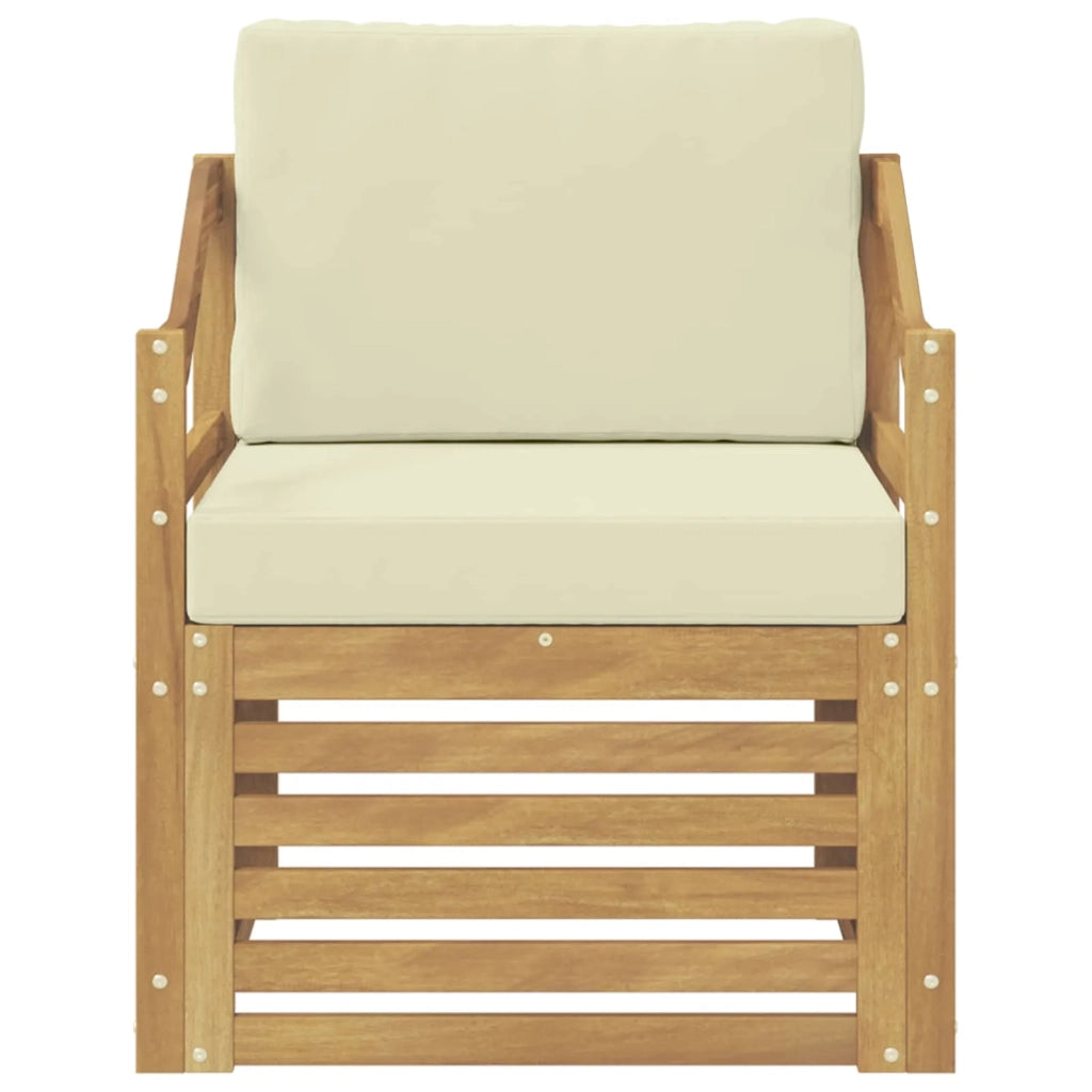 Divano da esterno-Divano da Giardino Poliestere Bianco e crema 388873