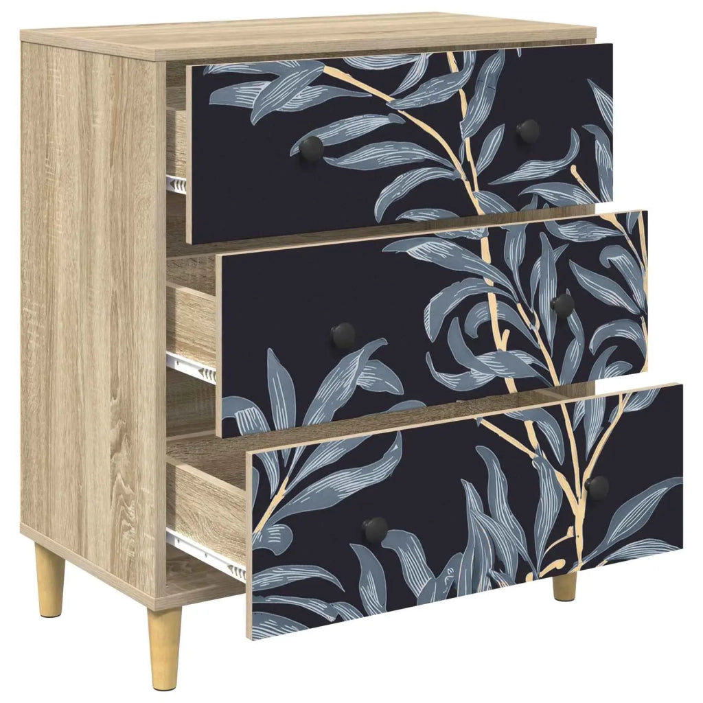 Cassettiera DOKKUM Stampa blu di felce 66 x 36,5 x 75 cm Sonoma 8007357
