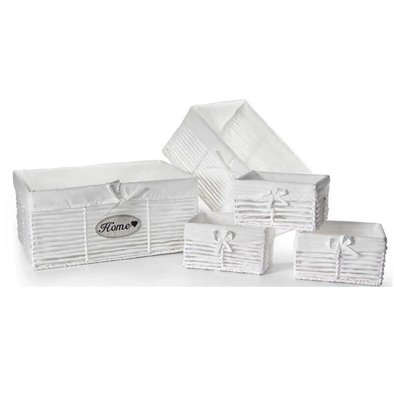 SET 5 CESTE IN TESUTO 44/39/22 CM DI COLORE BIANCO