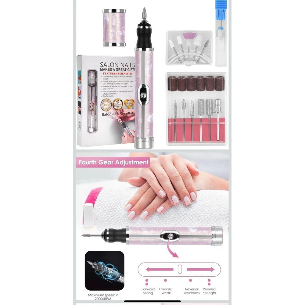 Trade Shop - Set Fresa Elettrica Per Unghie Professionale Ricaricabile Con Punta Per Smerigliatrice -