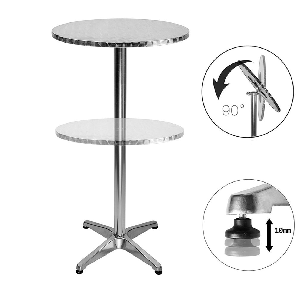 Tavolo Bar Bistrot 60cm Altezza Regolabile 70-110cm Pieghevole Acciaio e Alluminio
