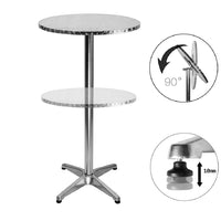 Tavolo Bar Bistrot 60cm Altezza Regolabile 70-110cm Pieghevole Acciaio e Alluminio