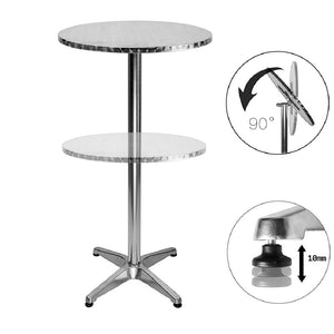 Tavolo Bar Bistrot 60cm Altezza Regolabile 70-110cm Pieghevole Acciaio e Alluminio