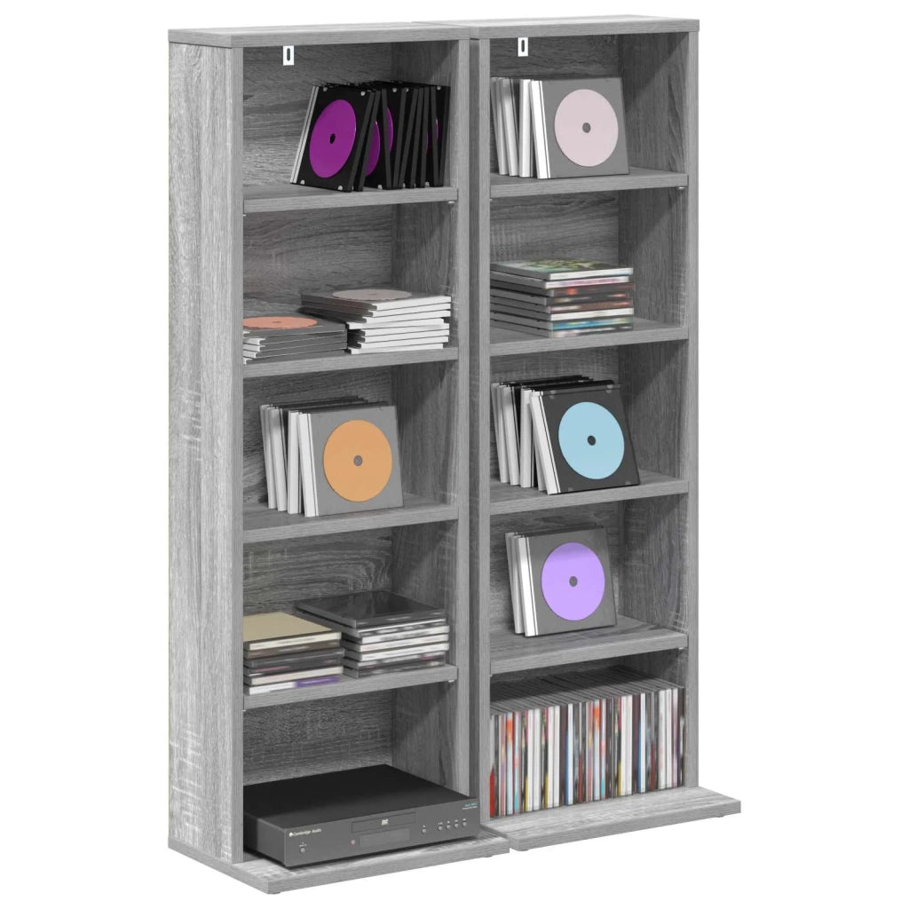 Mobile per CD 2 pz Sonoma grigio 33 x 23,5 x 97,5 cm 8012701