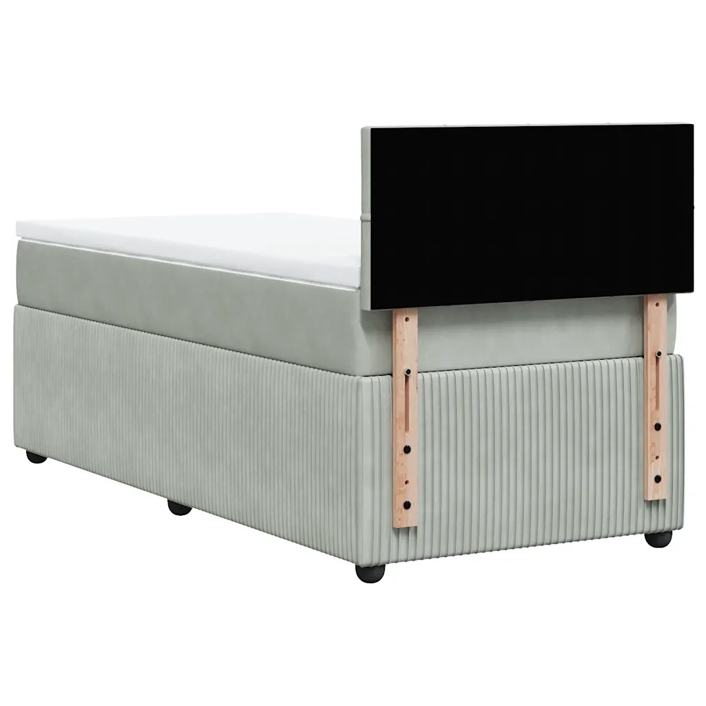 Giroletto a Molle con Materasso Grigio Chiaro 90x200 cm Velluto 3287650