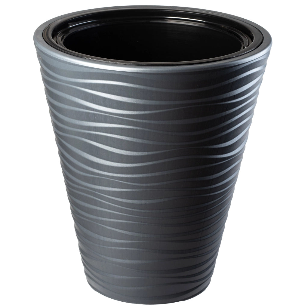 Vaso da fiori KADAX da 30 cm con coperchio e inserto in plastica antracite