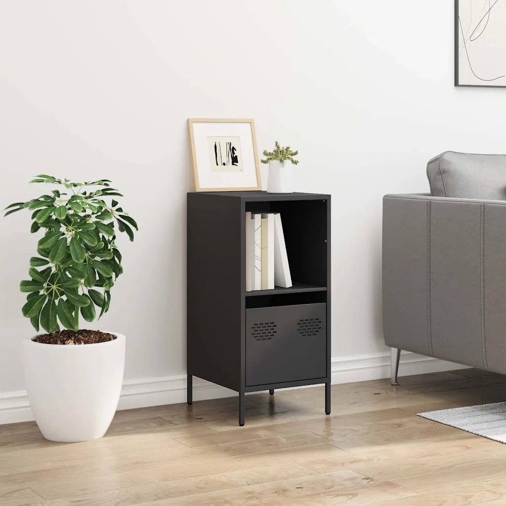 Credenza | Madia | Buffet da pranzo | Armadio da pranzo Nera 35x39x73,5 cm in Acciaio Laminato a Freddo