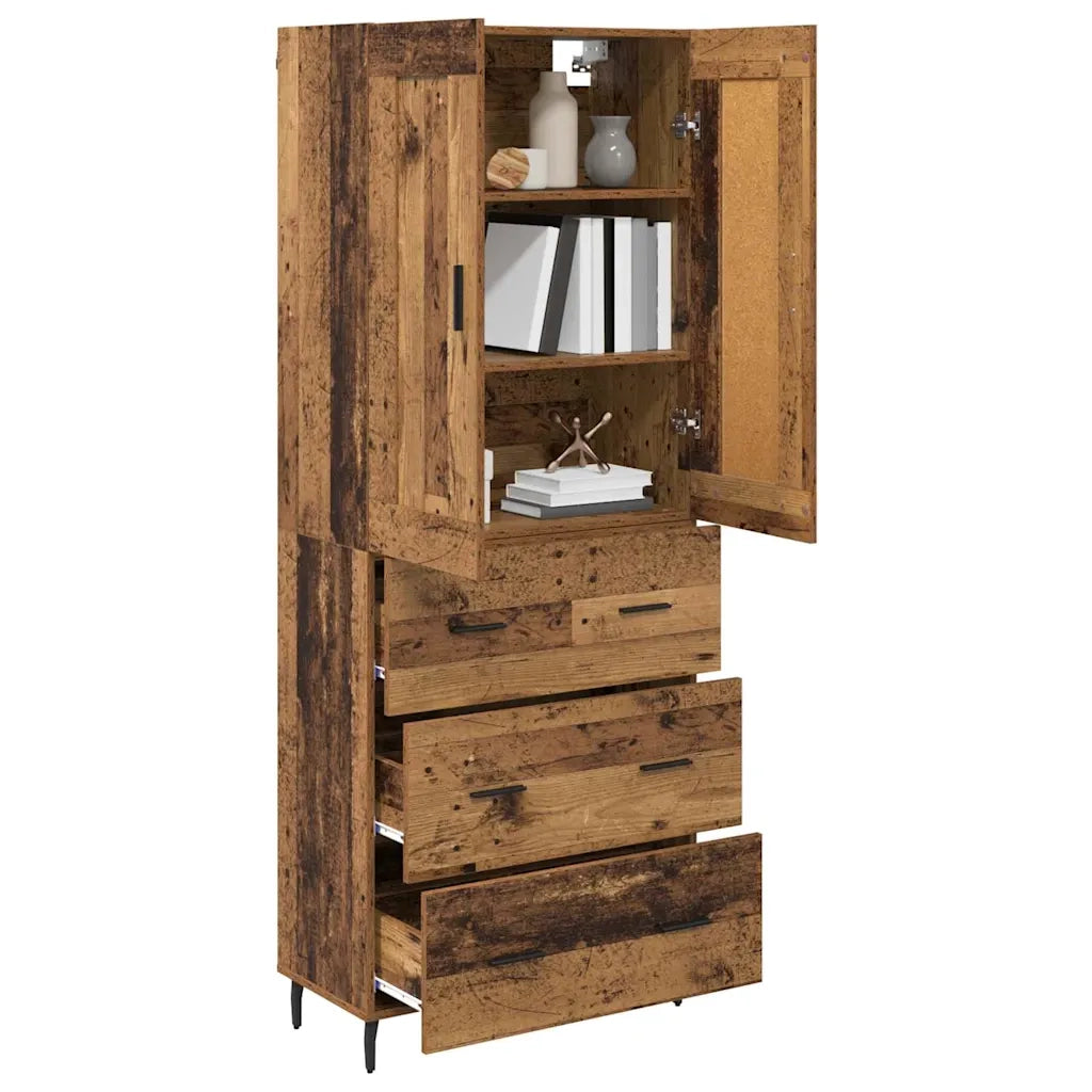 Credenza con cassetto 2 pz | Madia | Buffet da pranzo | Armadio da pranzo Legno vecchio Legno multistrato