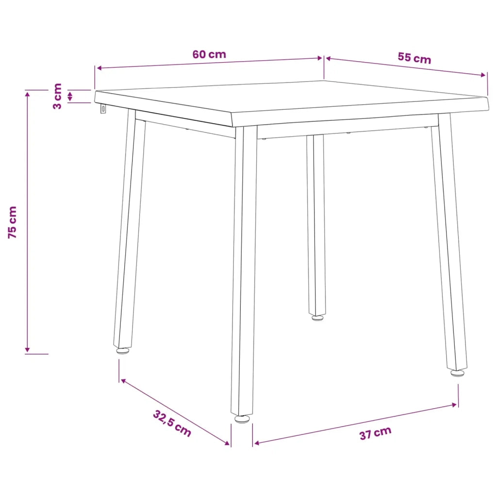 60 x 55 x 75 cm Legno di Acacia Massello Bianco e Nero 937465