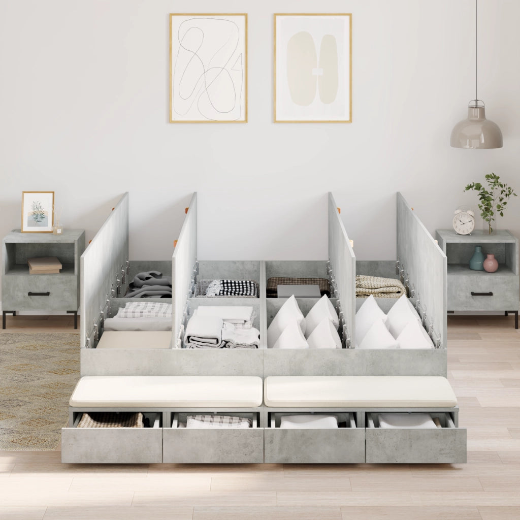 Struttura letto contenitore Grigio cemento 140x190 cm
