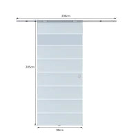 Porta Scorrevole Interna in Vetro Smerigliato e Satinato con Binario B3 in Alluminio per Bagno Cucina Studio Vetro 205x 90x 0,8cm