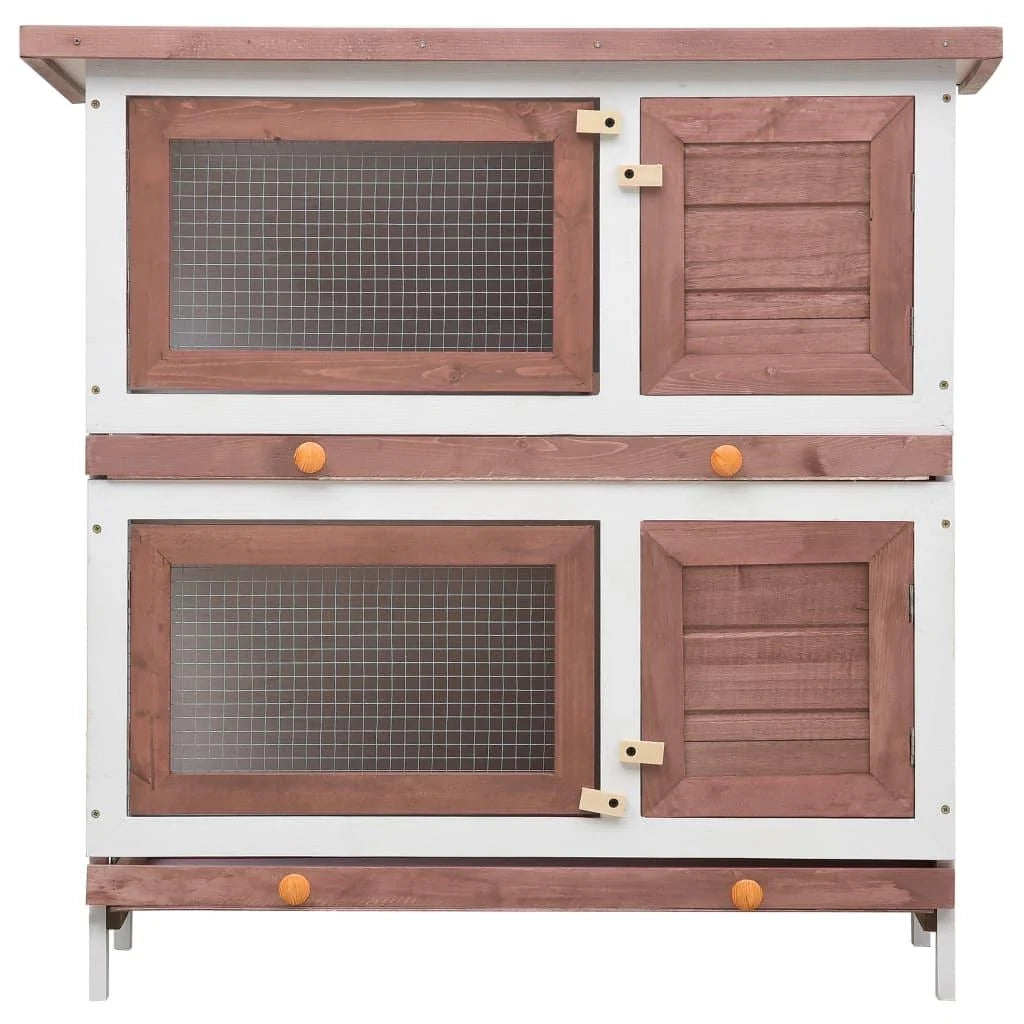 Conigliera da esterno con 4 porte 90 x 45 x 90 cm legno marrone 02_0000593
