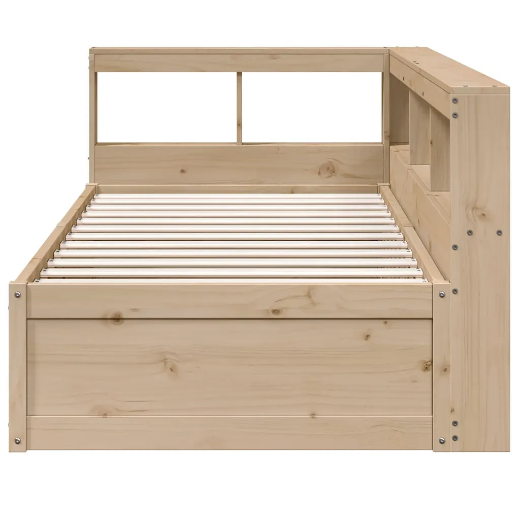 Giroletto con Libreria senza Materasso-Struttura Letto con contenitore 75x190 cm in Legno Pino 542697
