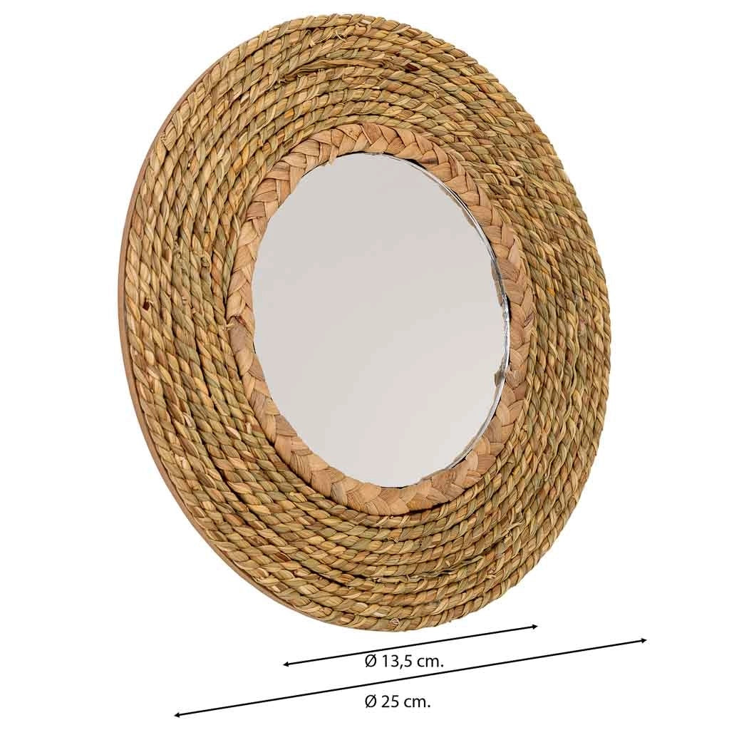 Specchio rotondo in fibra naturale marrone d25/13,5x02h