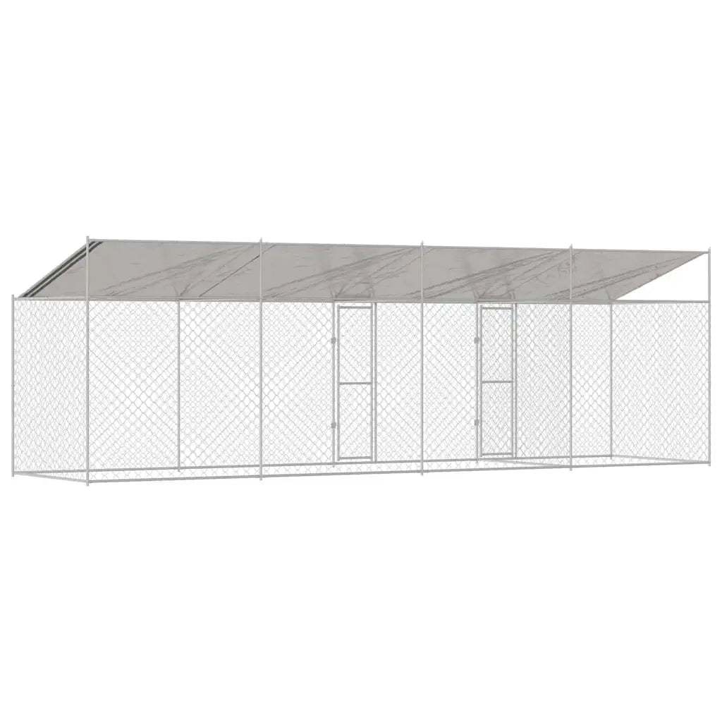 Gabbia per Cani con Tetto Argento 800 x 200 x 256 cm