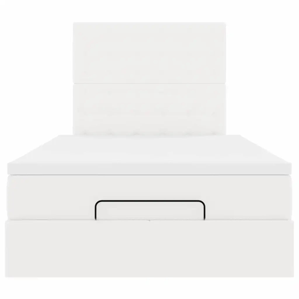 Struttura Letto Pouf con Materasso Bianco 120x190 cm Similpelle 3313841