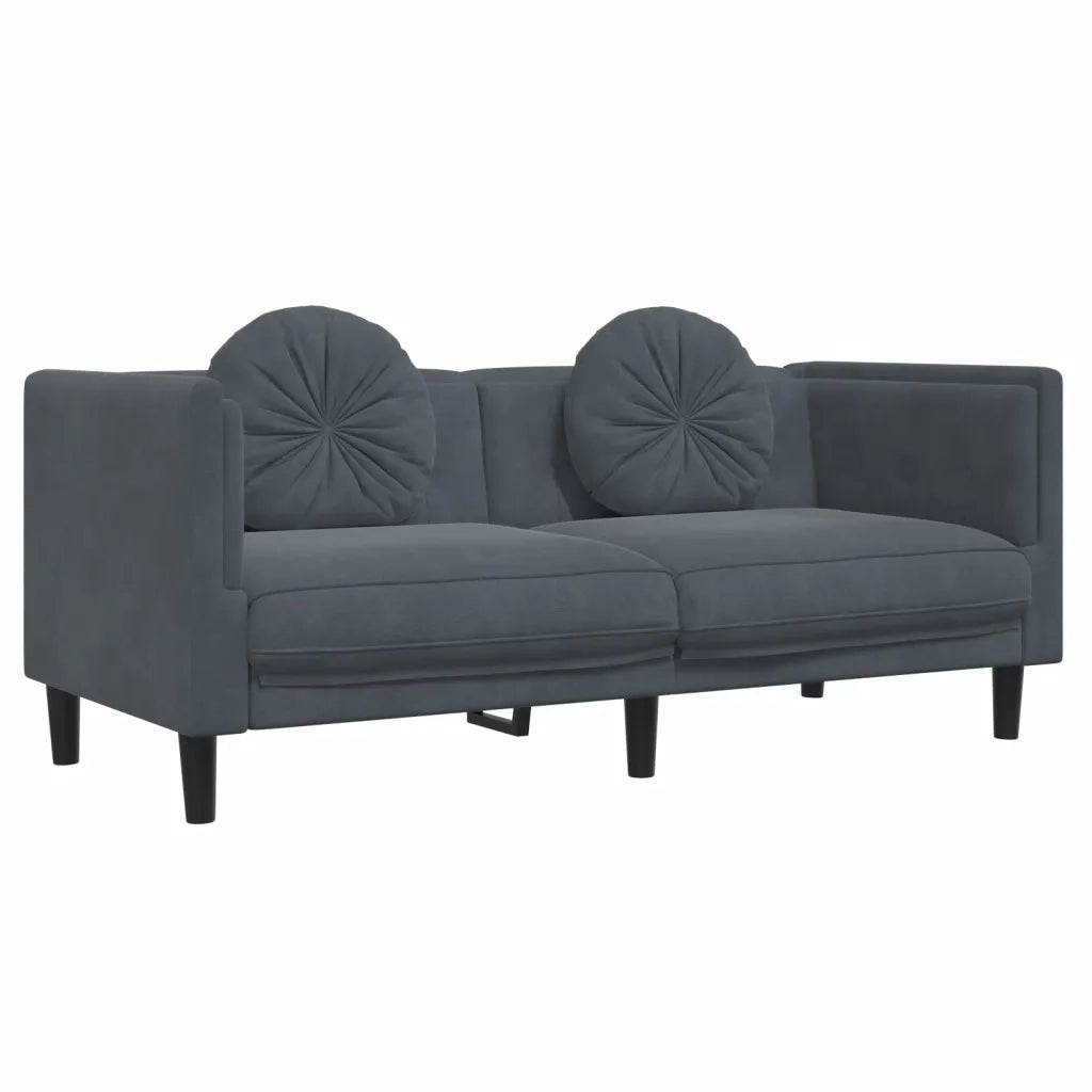 Set di Divani 2 pz con Cuscini Grigio Scuro in Velluto 3209258