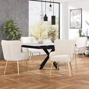 SEDIA Set da 4 in velluto Beige e Oro con braccioli