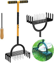 Manuale aeratore per prato con 16 punte e 8 nuclei, aerazione del prato, attrezzo per aerare prati e manutenzione della giardino, ripristina la salute del prato