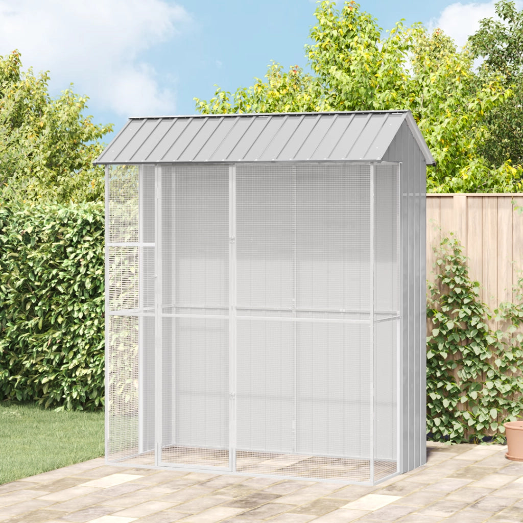 Aviario per Uccelli  Grigio 215x110x247 cm Acciaio
