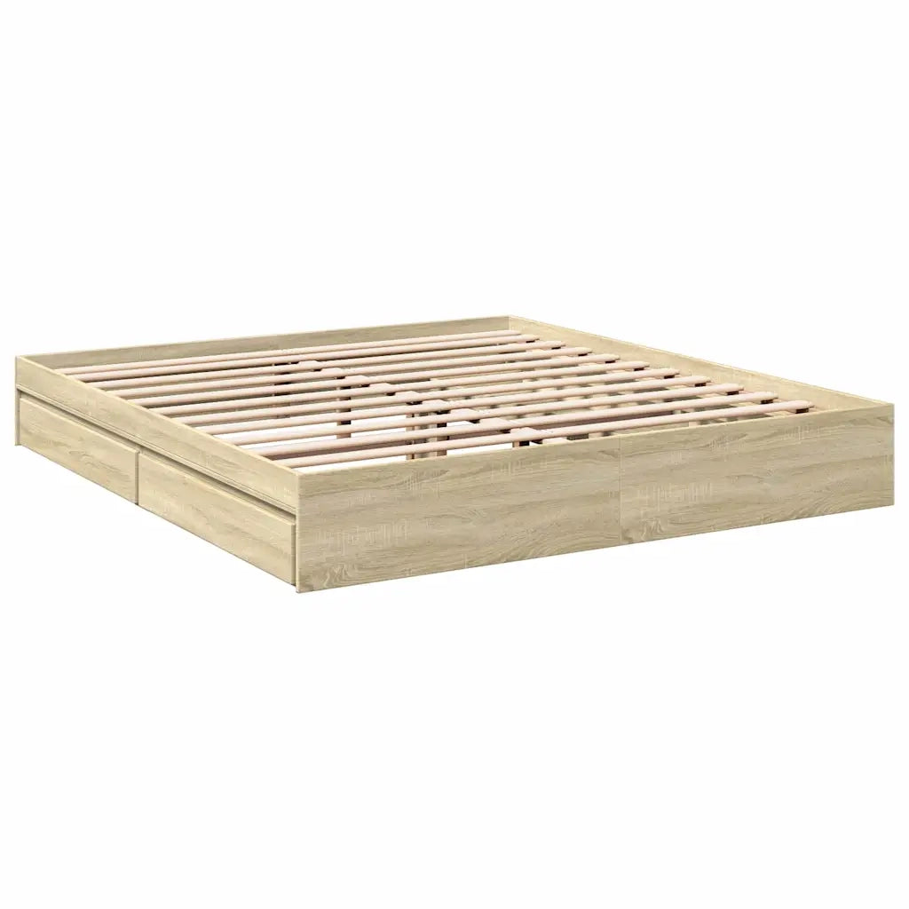 Giroletto Cassetti-Struttura Letto con contenitore Rovere Sonoma 180x200 cm Legno Multistrato 258049