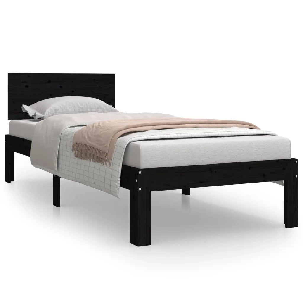 Giroletto in Legno Massello Nero 75x190 cm Small Single 810459