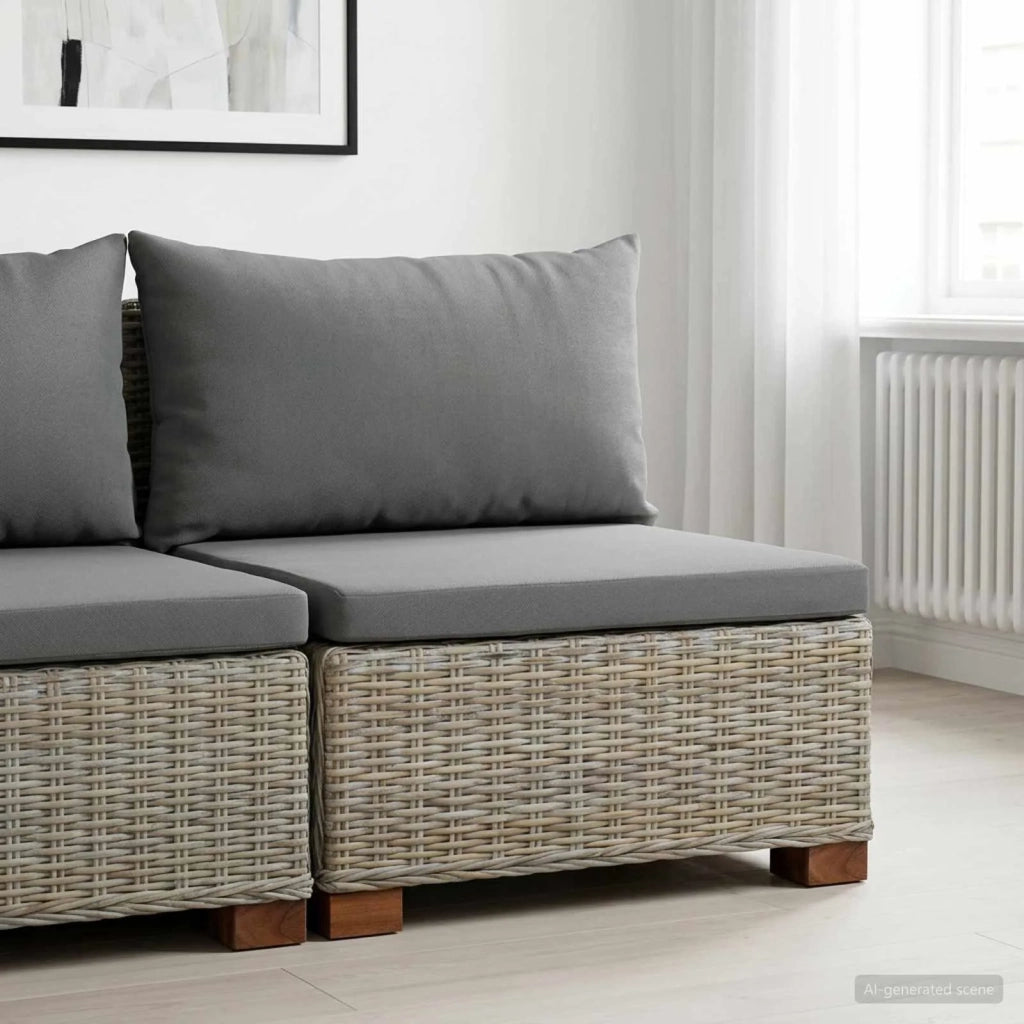 Divano Medio con Cuscini GENDT Rattan naturale Grigio Kubu 42034389