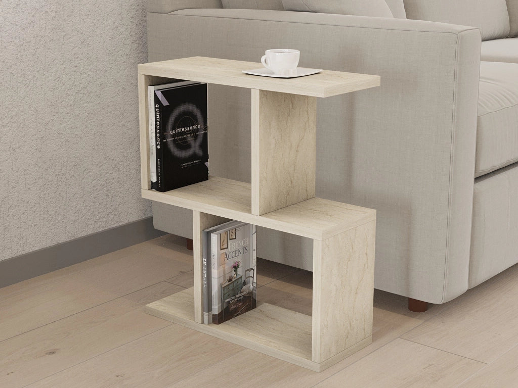 Tavolino laterale in legno "Zet" - 45 x 17 x 51 cm - Travertino