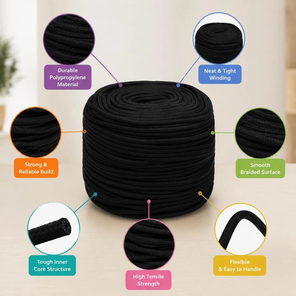 Black Work Rope, 10 Mm, 100 M, Polyester