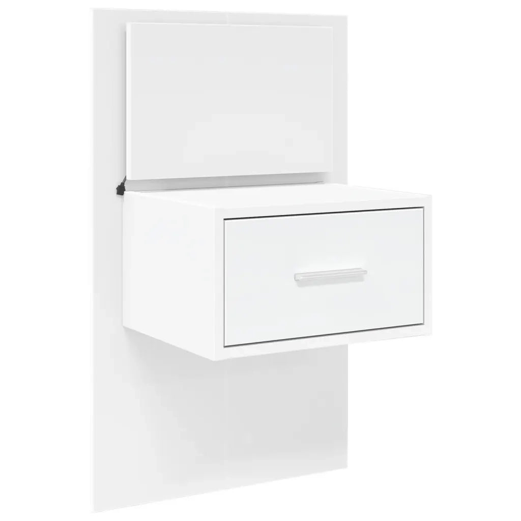 Comodino | Armadio da Notte | Mobiletto da notte a Parete con Luci LED Bianco