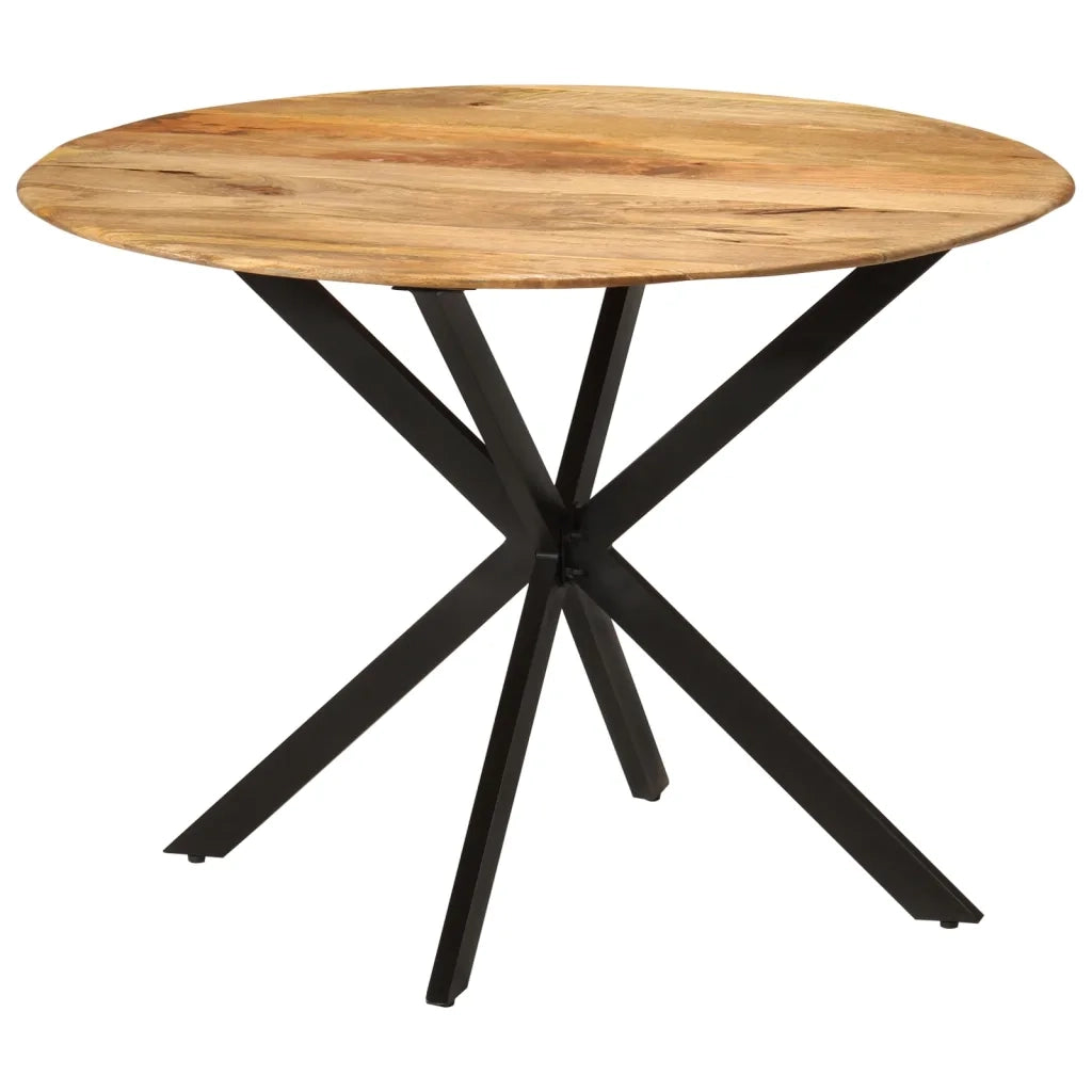 Tavolo da Pranzo Ø110x78cm in Legno Massello di Mango e Acciaio 338454