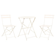 Set da Esterno 3 pezzi Tavolino e 2 Sedile Pieghevoli in Metallo Bianco Sporco Giardino Terrazzo Balcone