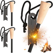 Set di accensione in acciaio con 3 pezzi - Piatto di accensione con scintille forti - Accendino con paracorda - Outdoor/Survival - Impermeabile - Peso ridotto 46 g