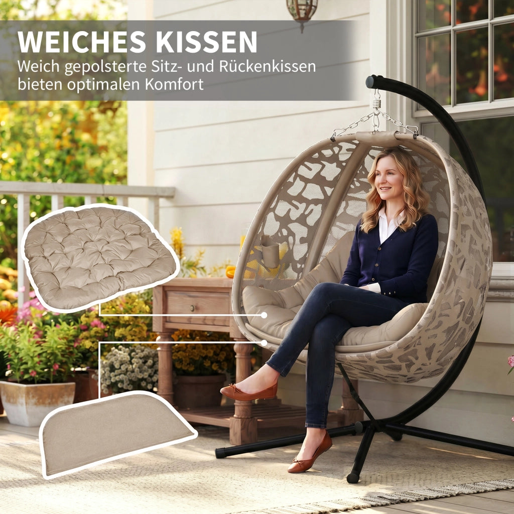 Poltrona a dondolo sospesa per 2 persone ¨C zephmum ¨C Sand, 130x103x172 cm