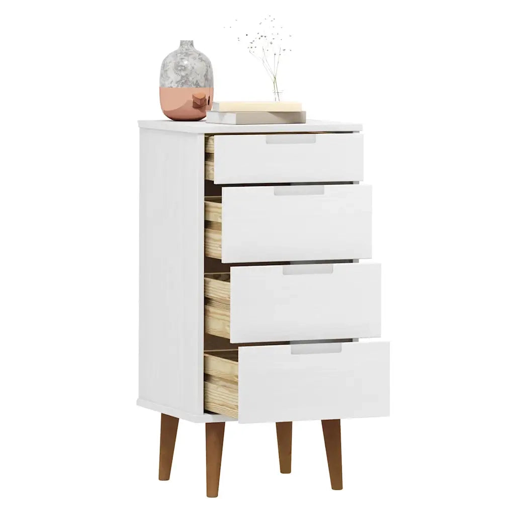 Cassettiera MOLDE Bianca 40x35x82 cm in Legno Massello di Pino CFW1396781