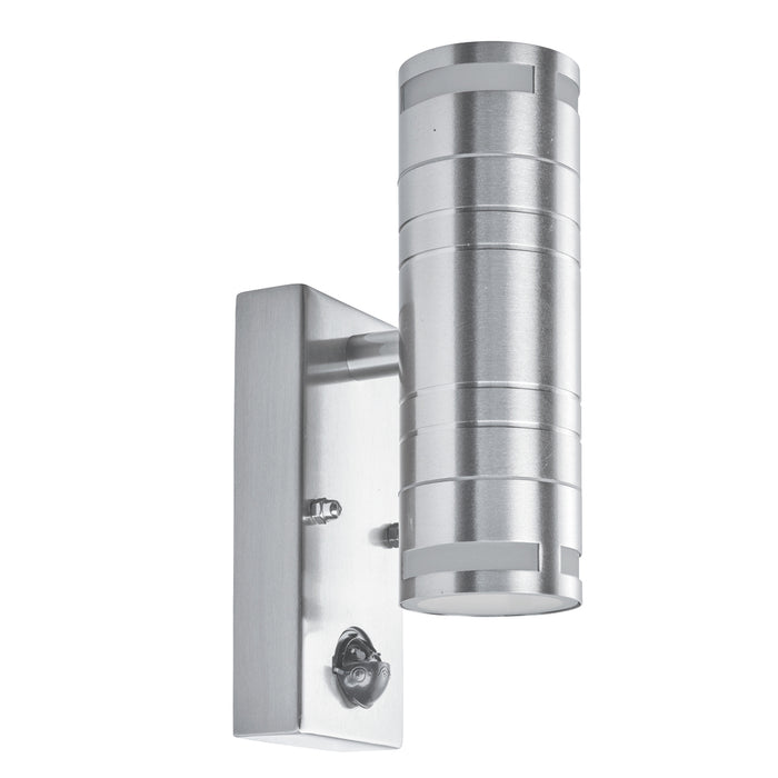 Applique Contemporanea Metro Acciaio Cromo Vetro 2 Luci Gu10 Con Sensore