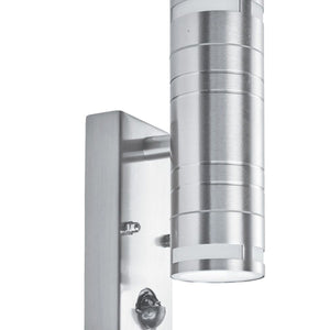 Applique Contemporanea Metro Acciaio Cromo Vetro 2 Luci Gu10 Con Sensore