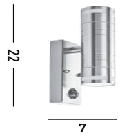 Applique Contemporanea Metro Acciaio Cromo Vetro 2 Luci Gu10 Con Sensore