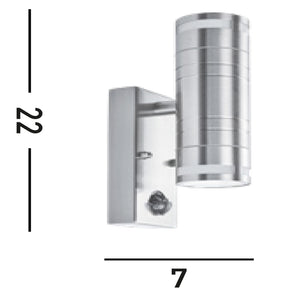 Applique Contemporanea Metro Acciaio Cromo Vetro 2 Luci Gu10 Con Sensore