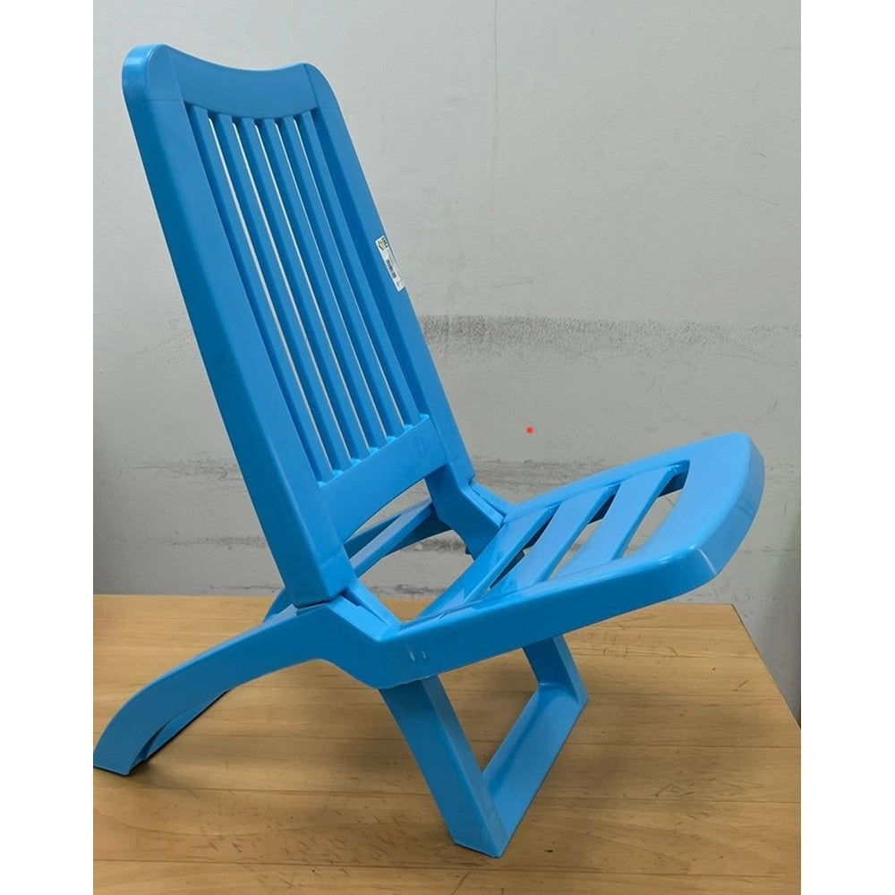 Trade Shop - Set 4 Sedie Spiaggina Sdraio Spiaggia Mare Celeste Pieghevole In Plastica 023392 -