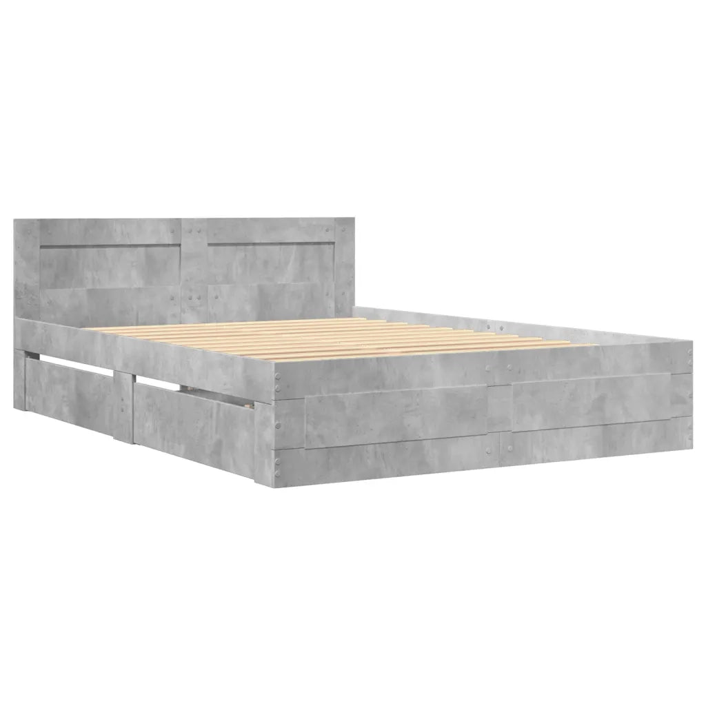Giroletto Testiera-Struttura Letto Grigio Cemento 140x200 cm Legno Multistrato 221358