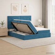 Letto con Contenitore Blu Scuro 200 x 200 cm Velluto 3459835