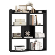 Libreria a cubi aperti con 7 scomparti, Mensola espositiva per l'archiviazione in legno per studio soggiorno Nero-Librerie
